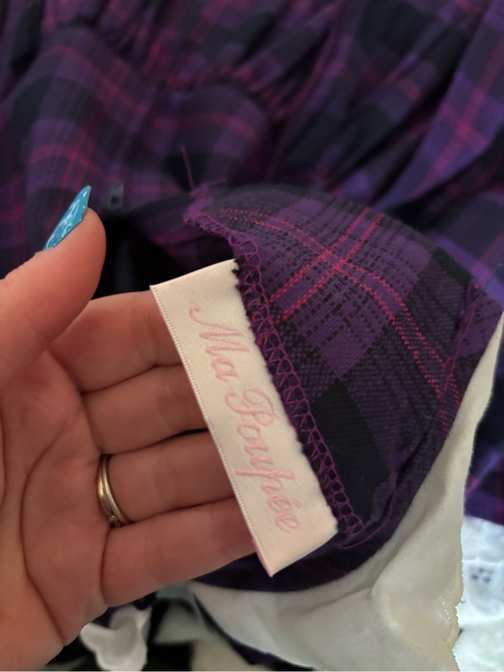 Vintage size 7 girls purple plaid dress - Picture 4 of 5